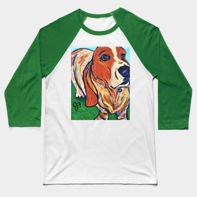 Basset Hound Full Composition Baseball T-Shirt by Jeneralarts